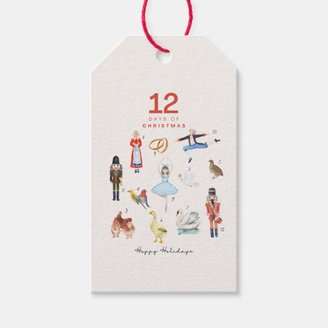 ÉTIQUETTES-CADEAU 12 JOURS DE NOËL (Devant)