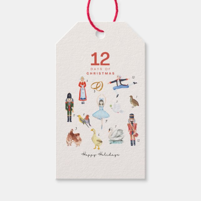 ÉTIQUETTES-CADEAU 12 JOURS DE NOËL (Devant)