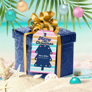 Étiquettes-cadeau 12 Jours de Noël à la Plage Retro Tropical
