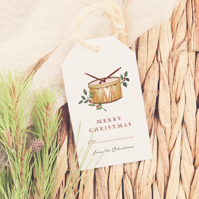 Étiquettes-cadeau 12 Jours De Noël Tambour traditionnel (Créateur téléchargé)