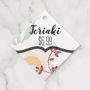 Étiquettes Cadeau 12 Nom Prix Tags Bébé rose Cosmos sur Blanc