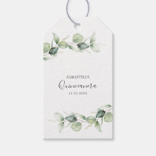 Étiquettes-cadeau 15e anniversaire Eucalyptus Quinceanera verdure
