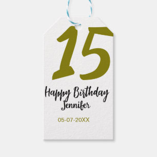 Étiquettes-cadeau 15e anniversaire quiencenera ajouter date année or