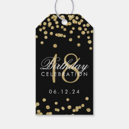 Étiquettes-cadeau 18e anniversaire Gold Faux Parties scintillant Con