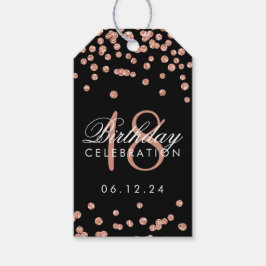 Étiquettes-cadeau 18e anniversaire Rose Gold Faux Parties scintillan