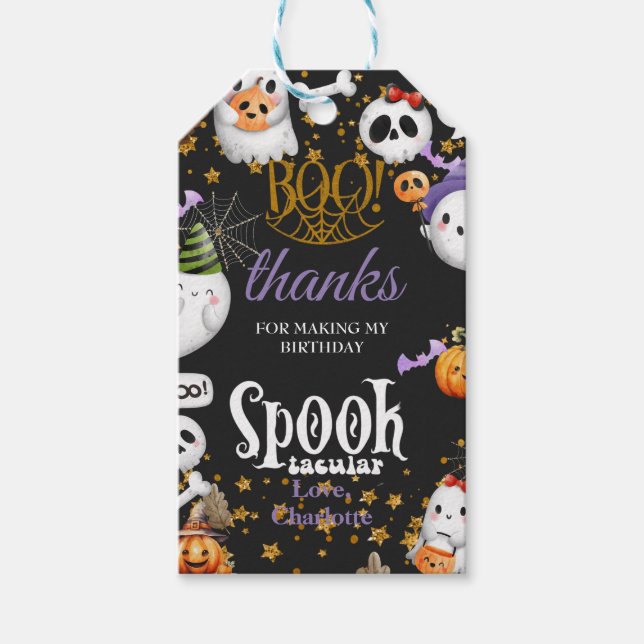 Étiquettes-cadeau 1er anniversaire Spooktacular Anniversaire Merci (Devant)