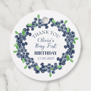 Étiquettes Cadeau 1ère fête d'anniversaire Blueberry Baby Girl