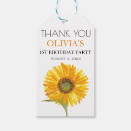 Étiquettes-cadeau 1ère fête d'anniversaire Sunflower Baby Girl