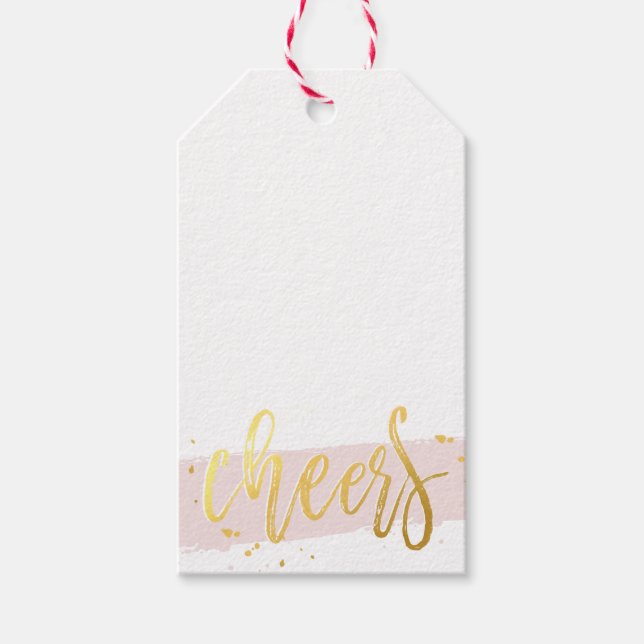 Étiquettes-cadeau 2016 VACANCES CHEERS écriture manuscrite or rose (Devant)