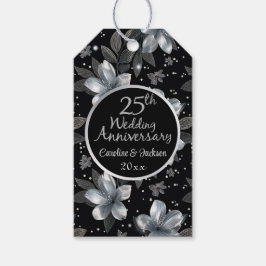Étiquettes-cadeau 25e anniversaire de la Parties scintillant d'argen