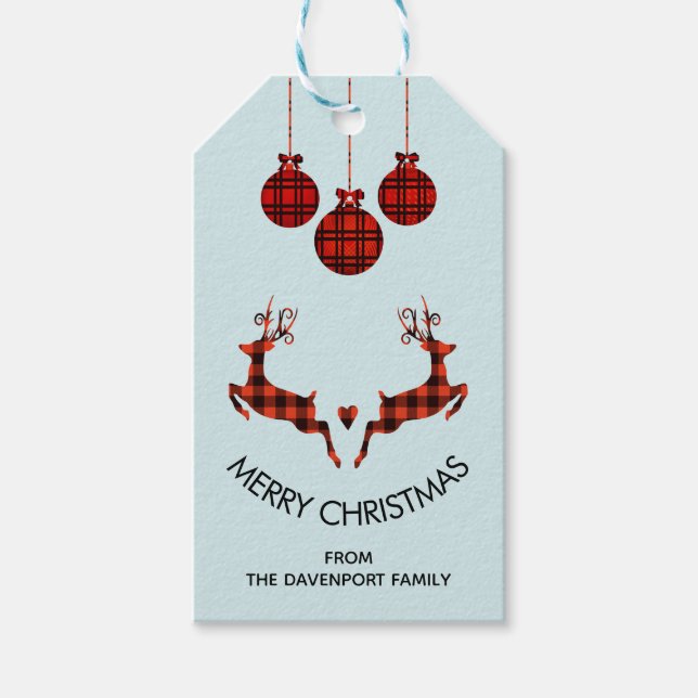 Étiquettes-cadeau 2 Sonneurs de Noël Jumping Chasseur rustique (Devant)