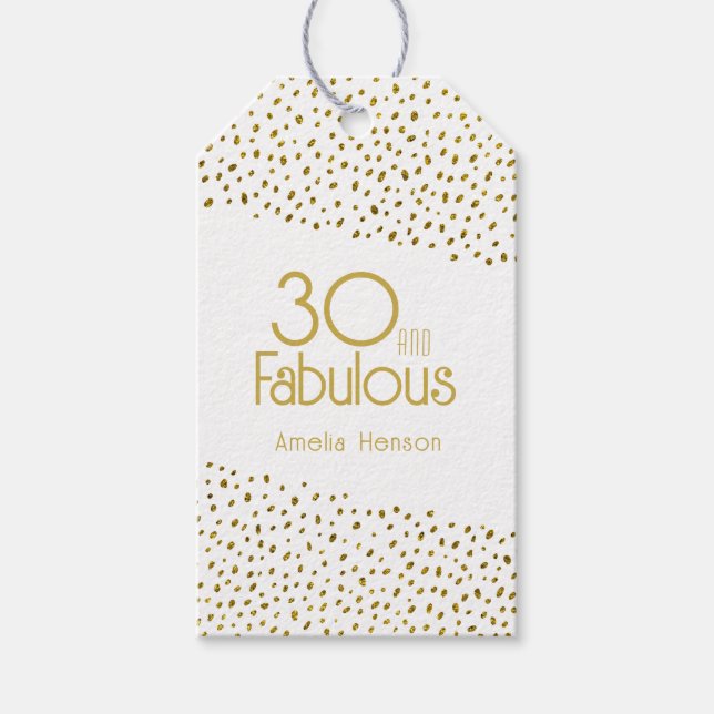 Étiquettes-cadeau 30 et Fabulous Gold Parties scintillant 30e annive (Devant)
