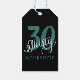 Étiquettes-cadeau 30e Vert   Fête Merci d'anniversaire personnalisée