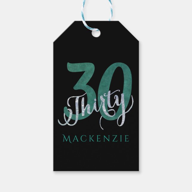 Étiquettes-cadeau 30e Vert | Fête Merci d'anniversaire personnalisée (Devant)