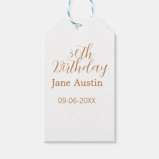 Étiquettes-cadeau 30th birthday copper brown simple stylish name dat