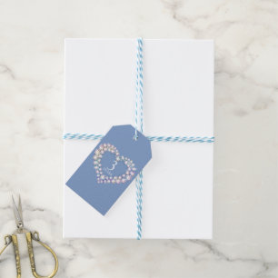 Étiquettes-cadeau 3 ans cristal anniversaire cœur bleu clair