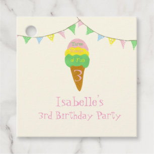 Étiquettes Cadeau 3 Cuillérées de Fun Anniversaire 3 ans Fête de Gla