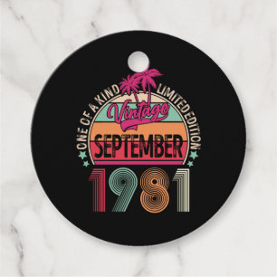 Étiquettes Cadeau 40 ans Vintage sept 1981 40e anniversaire