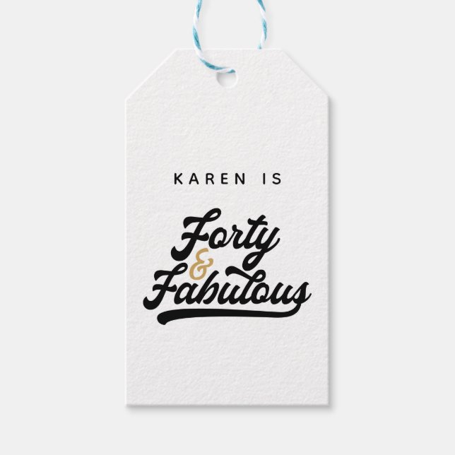 Étiquettes-cadeau 40 et fabuleuse fête d'anniversaire (Devant)