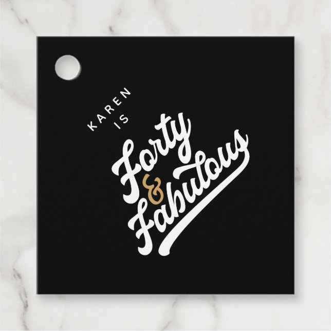 Étiquettes Cadeau 40 et fabuleux noir et blanc (Devant)