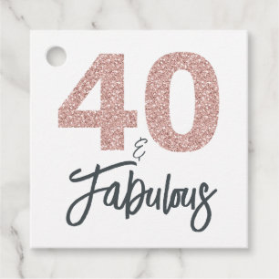 Étiquettes Cadeau 40 et Fabulous Parties scintillant rose fête d'ann