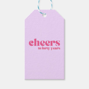 Étiquettes-cadeau 40e anniversaire "Cheers to quarante ans" Rétro vi