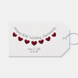 Étiquettes-cadeau 40e anniversaire de Mariage rubis tag cadeau