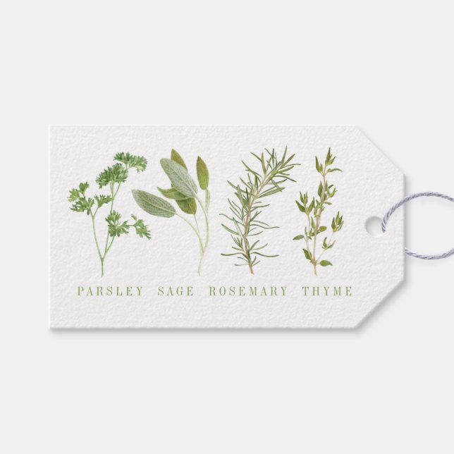 Étiquettes-cadeau 4 Balises cadeaux HERBS FRAIS (Devant (Horizontal))