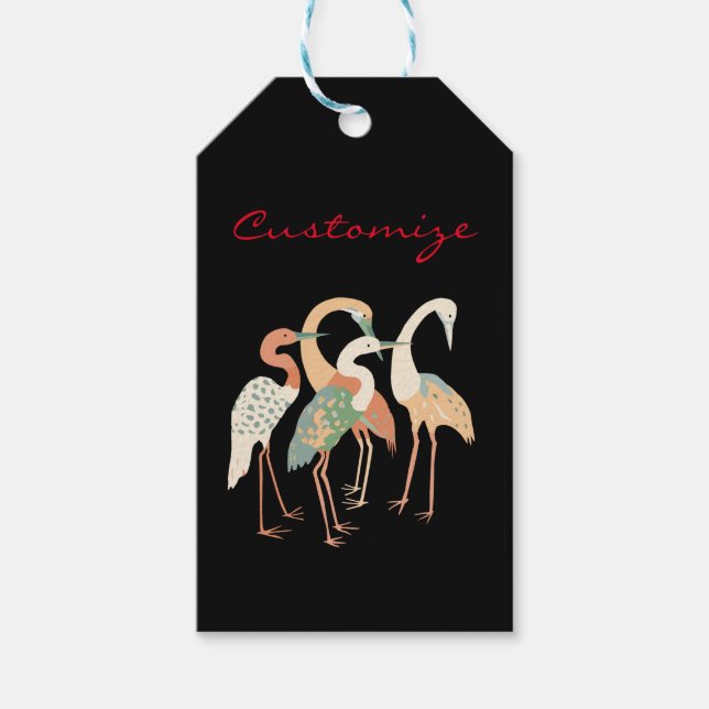 Étiquettes-cadeau 4 grues japonaises Thunder_Cove (Devant)