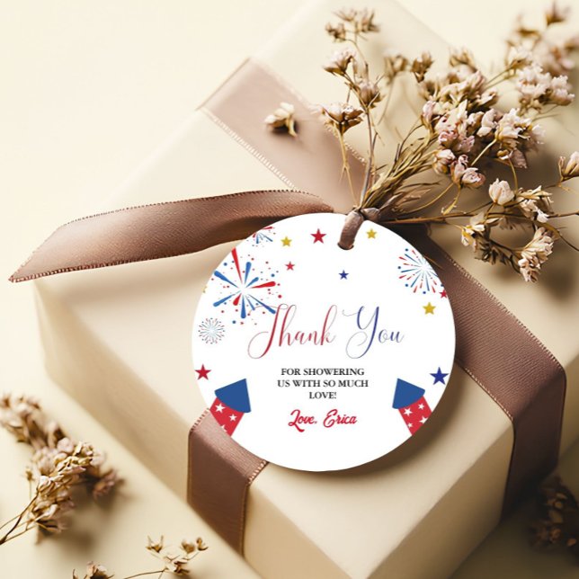 Étiquettes Cadeau 4 juillet Baby shower de l'indépendance Merci (Créateur téléchargé)