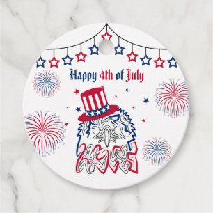 Étiquettes Cadeau 4 juillet Fête de l'Indépendance Aigle américain