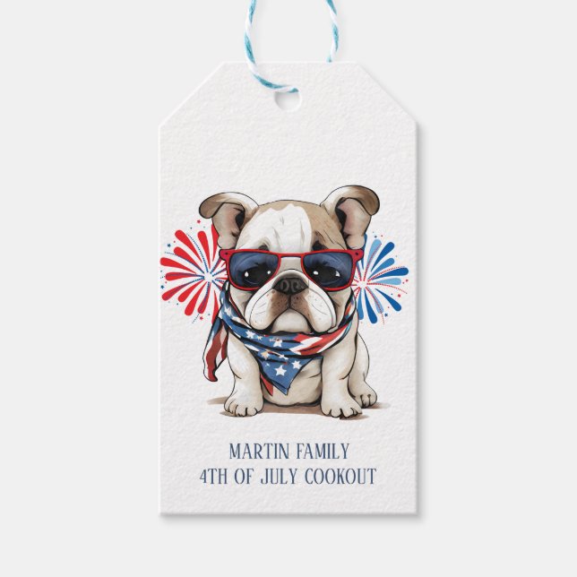 Étiquettes-cadeau 4 juillet Fête de l'Indépendance Rouge Blanc Bleu  (Devant)