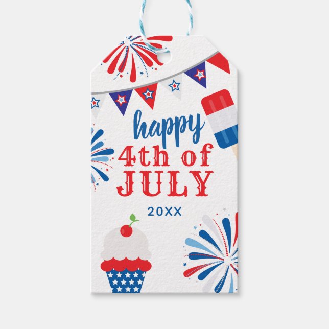 Étiquettes-cadeau 4 juillet Fireworks (Devant)