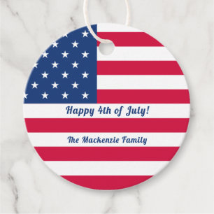 Étiquettes Cadeau 4 juillet heureux   Drapeau américain personnalisé