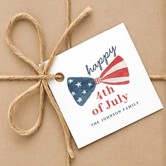 Étiquettes Cadeau 4 juillet personnalisé mignon joyeux (Personalized Cute Happy 4th of July Favor Tags)