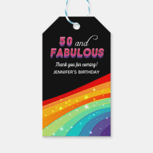 Étiquettes-cadeau 50 ans et fabuleux Merci d'anniversaire de Rainbow