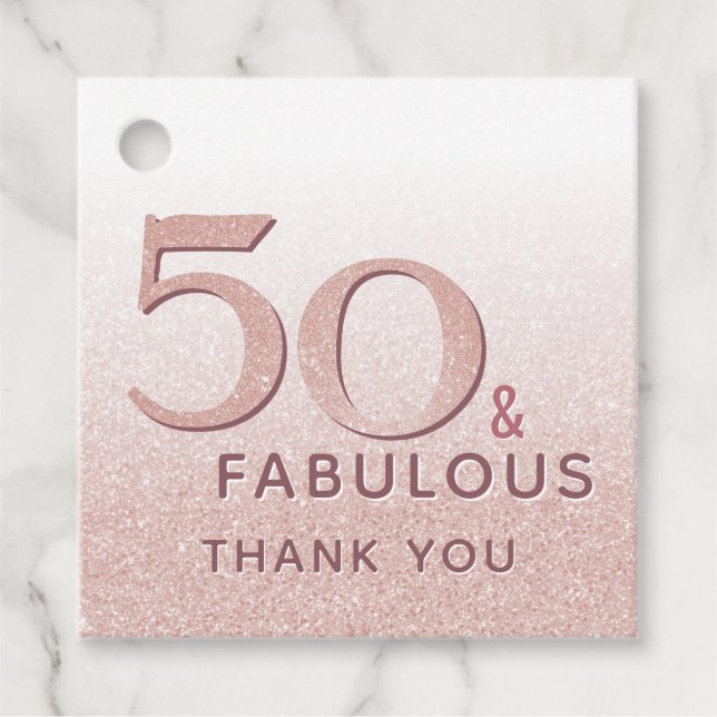 Étiquettes Cadeau 50 et fabuleux Anniversaire Rose Gold Elegant (Devant)