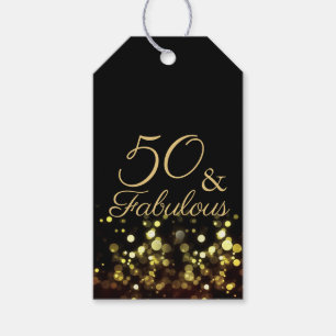 Étiquettes-cadeau 50 et Fabulous Black and Gold Birthday