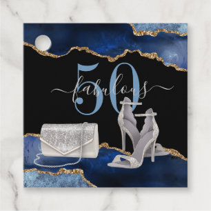 Étiquettes Cadeau 50 Fabuleux Marine Black Agate Gold Parties scinti