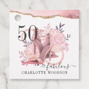 Étiquettes Cadeau 50 Fabuleux Rose Gold Parties scintillant Agate Ch