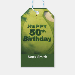 Étiquettes-cadeau 50e anniversaire de golf sur le green de putting p