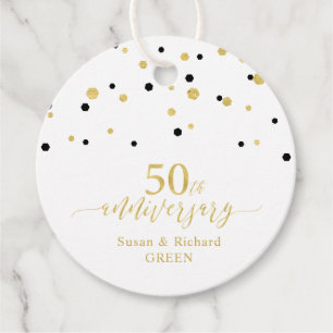 Étiquettes Cadeau 50e anniversaire du Mariage Gold & Black Fête F