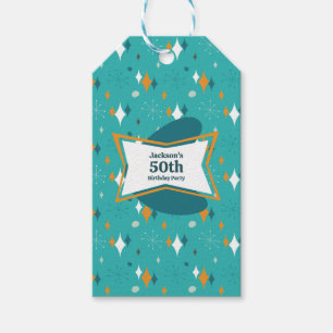 Étiquettes-cadeau 50e anniversaire fête Retro Mid Century N'importe
