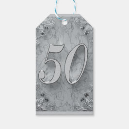 Étiquettes-cadeau 50e anniversaire ou anniversaire Regal Marbre d'ar