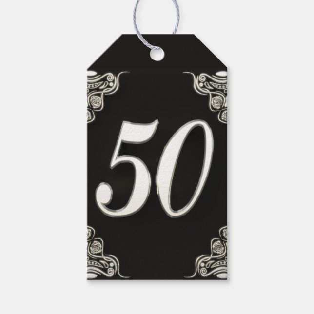 Étiquettes-cadeau 50e anniversaire ou anniversaire Regal Silve et No (Devant)