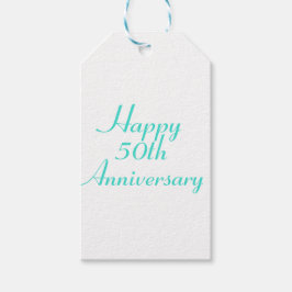 Étiquettes-cadeau 50e anniversaire Turquoise Texte Tags Modèle
