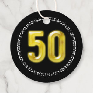 Étiquettes Cadeau 50th birthday gold black thank you fifty elegant