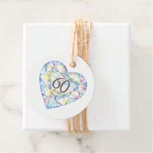 Étiquettes Cadeau 60 ans de diamant coeur aquarelle autocollants d'a