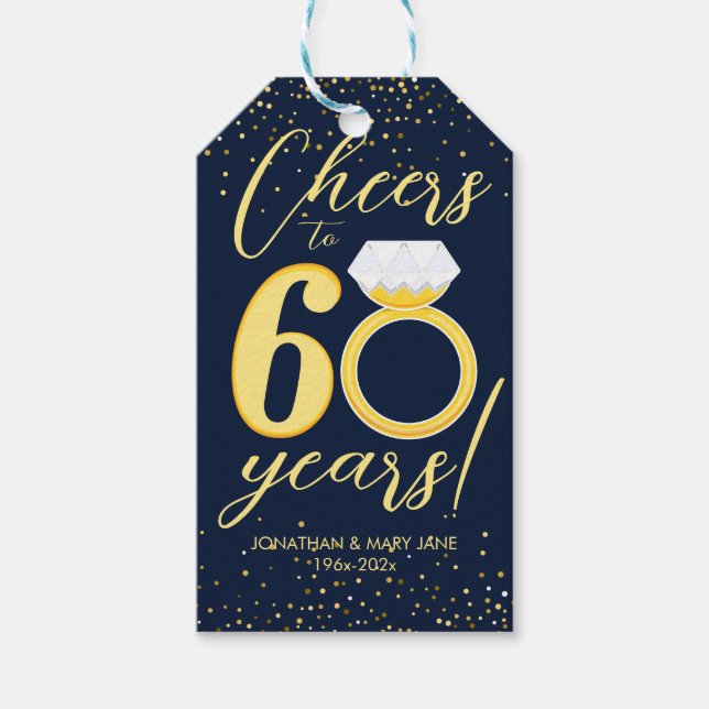 Étiquettes-cadeau 60e anniversaire du Mariage (Devant)