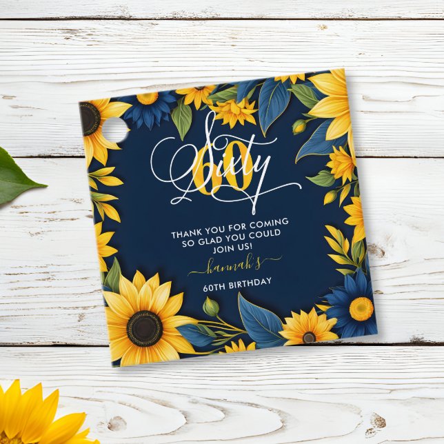 Étiquettes Cadeau 60e anniversaire Merci de tournesol (Créateur téléchargé)